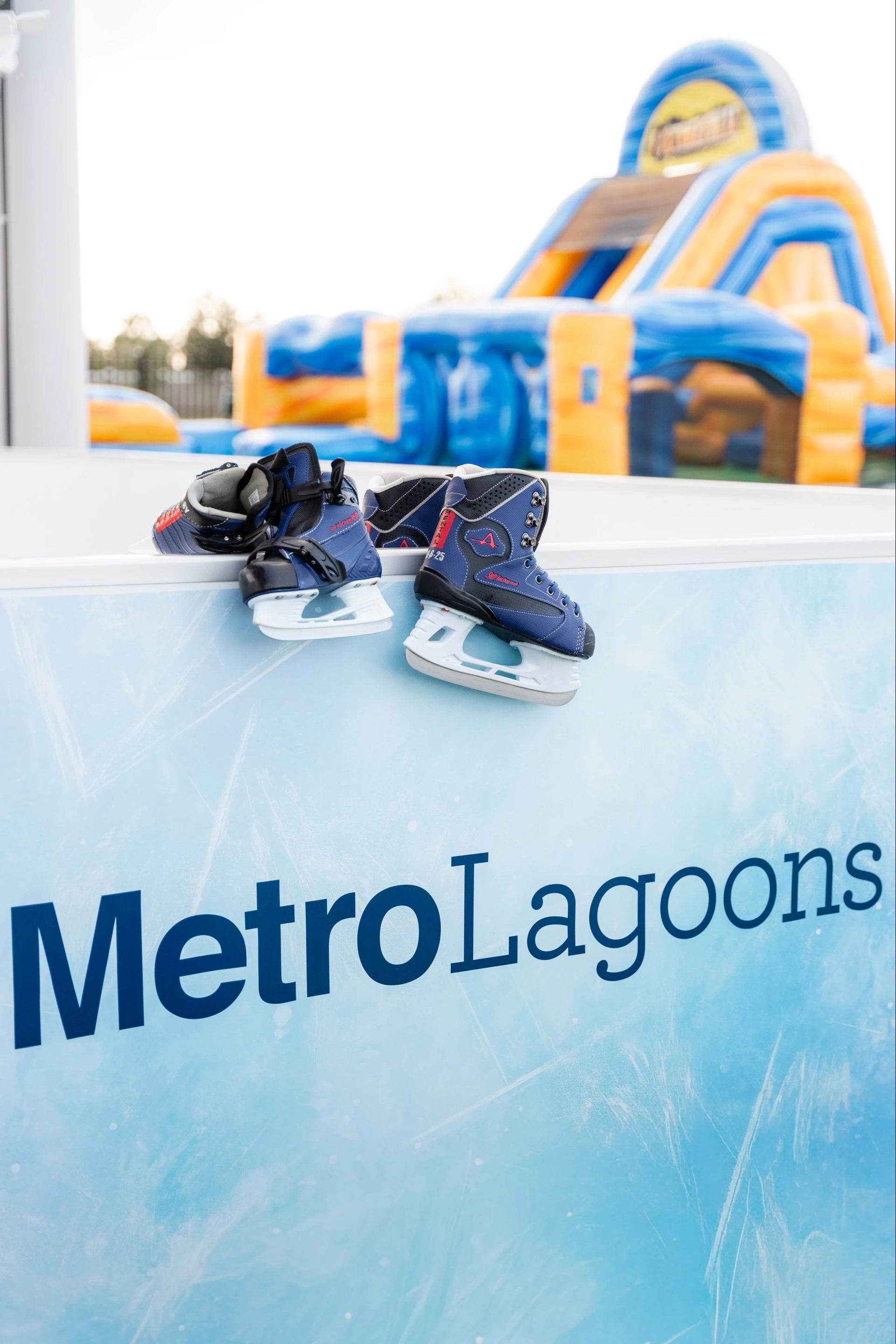 a pair of ice skates on a wall