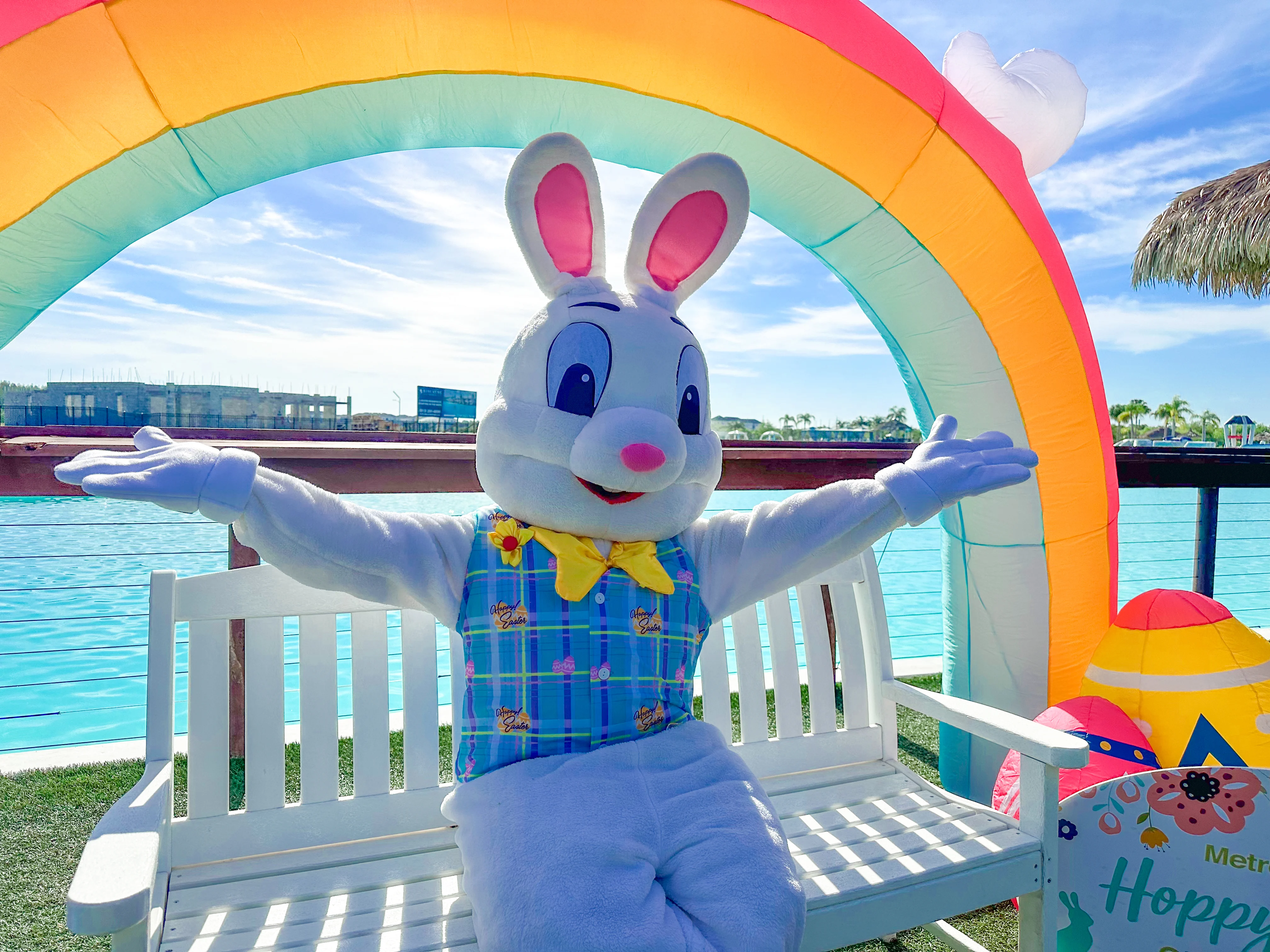 a person in a bunny garment