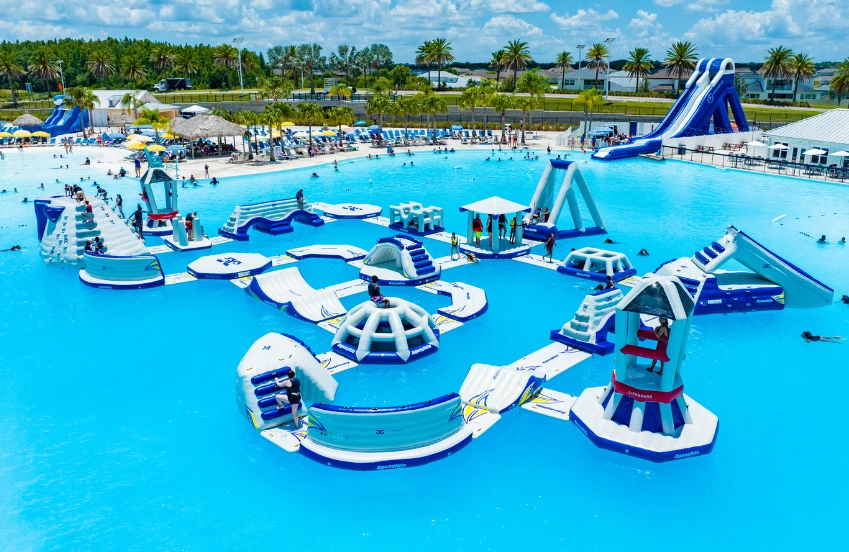 an inflatable water park
