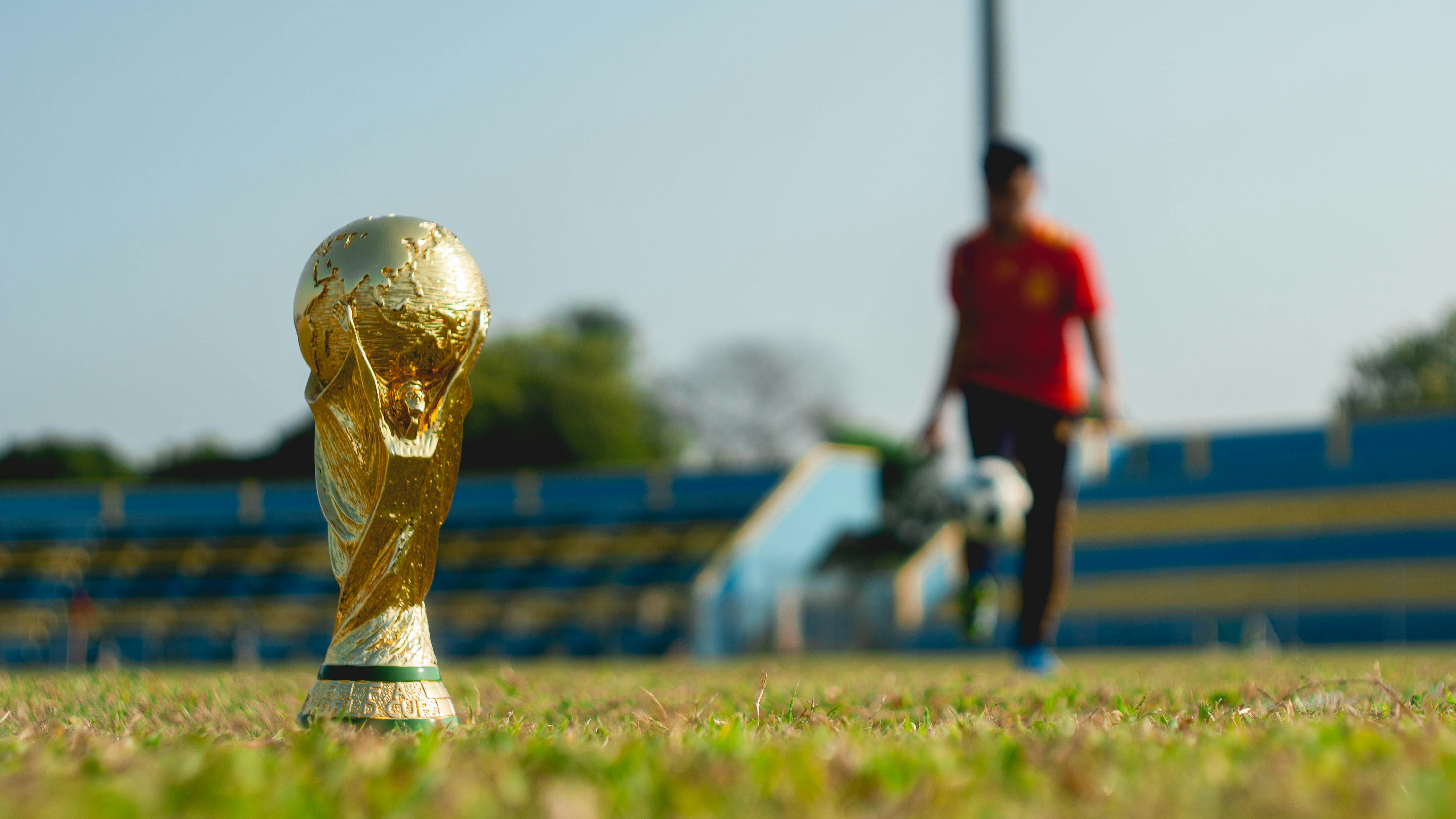 a trophy on the grass