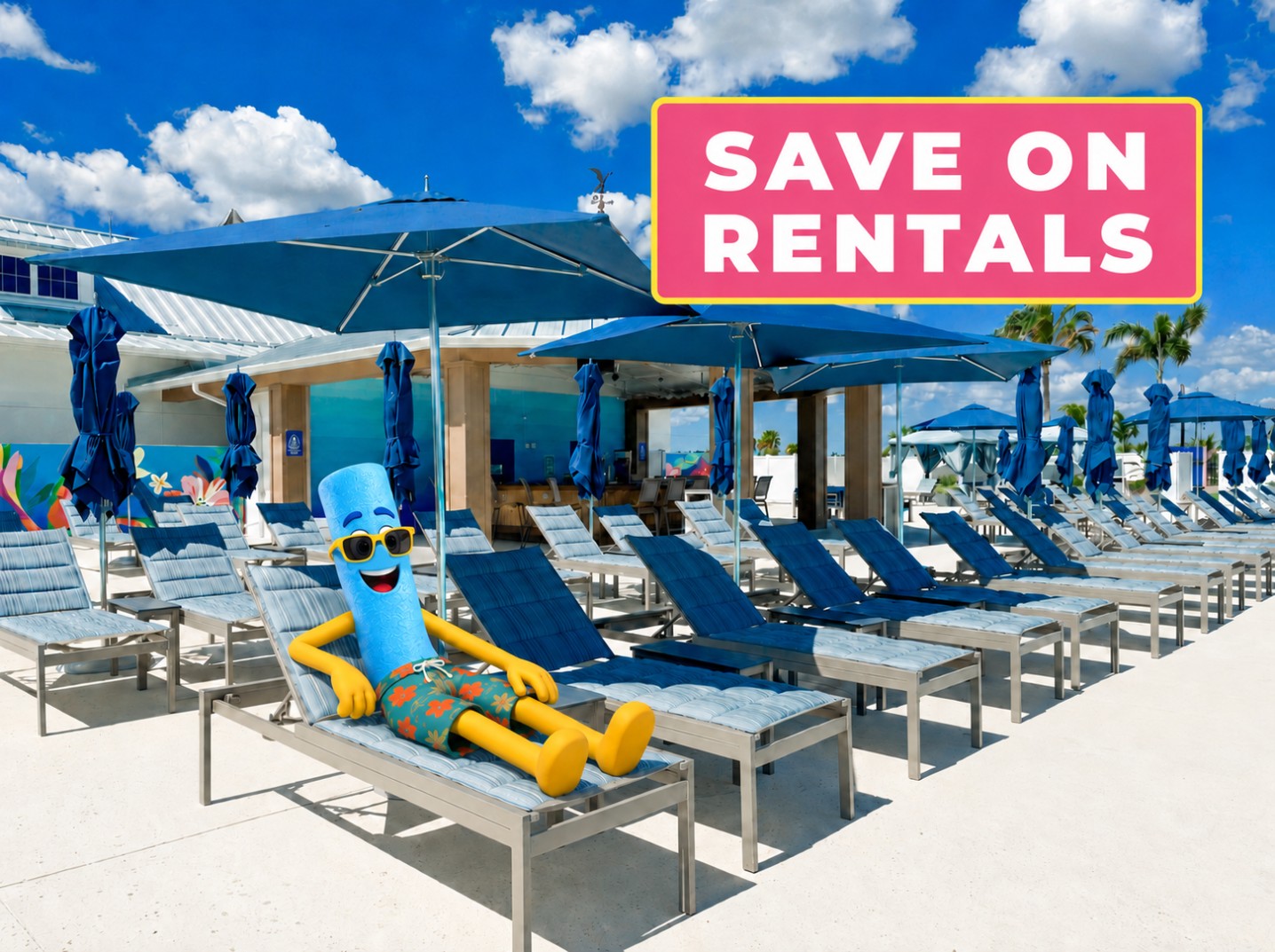 a cartoon character lying on a lounge chair