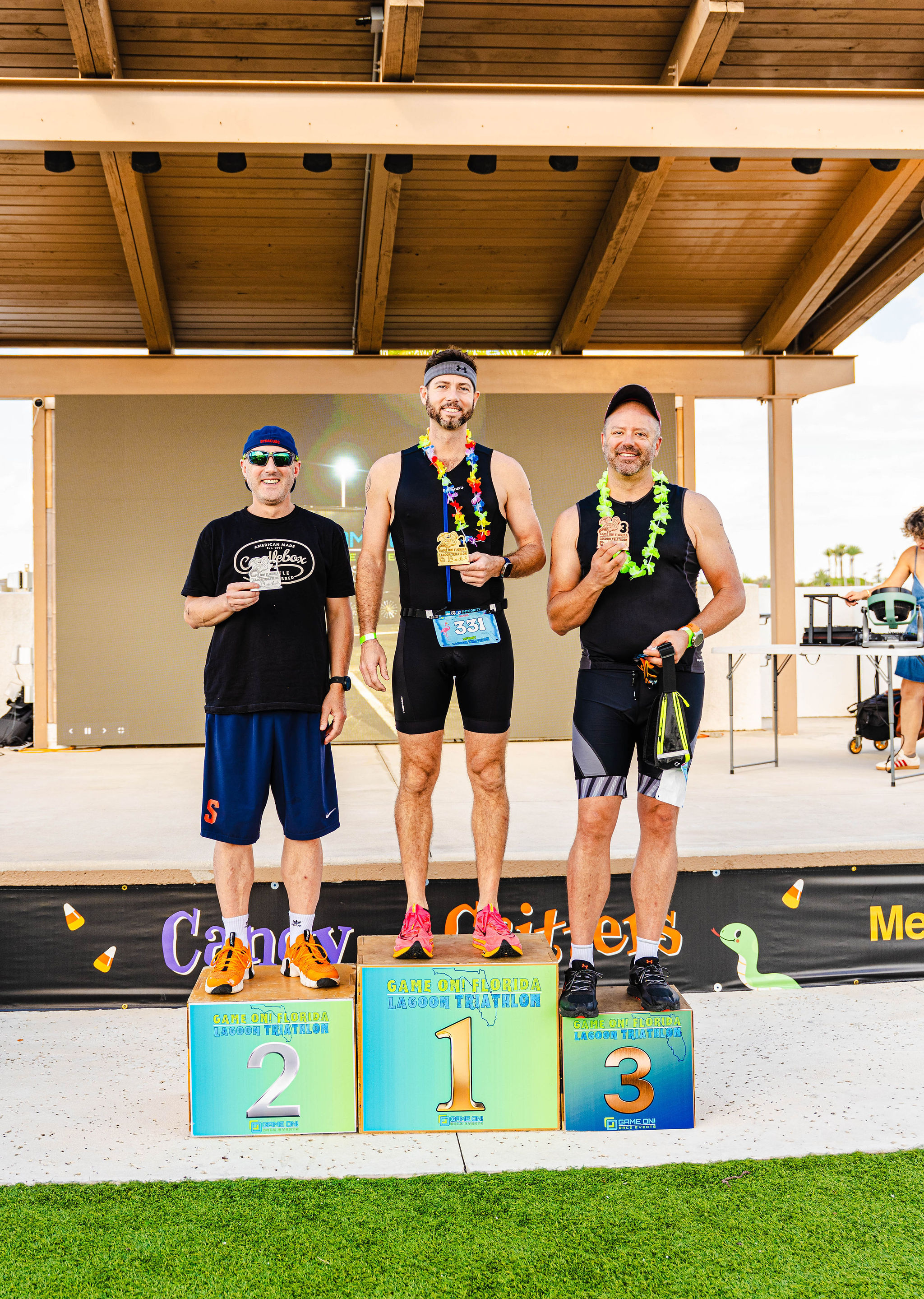 a group of men standing on a podium