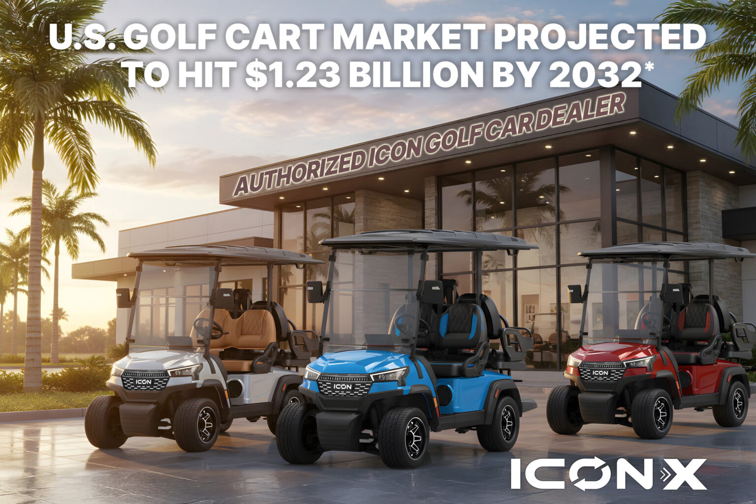 a group of golf carts parked outside a building