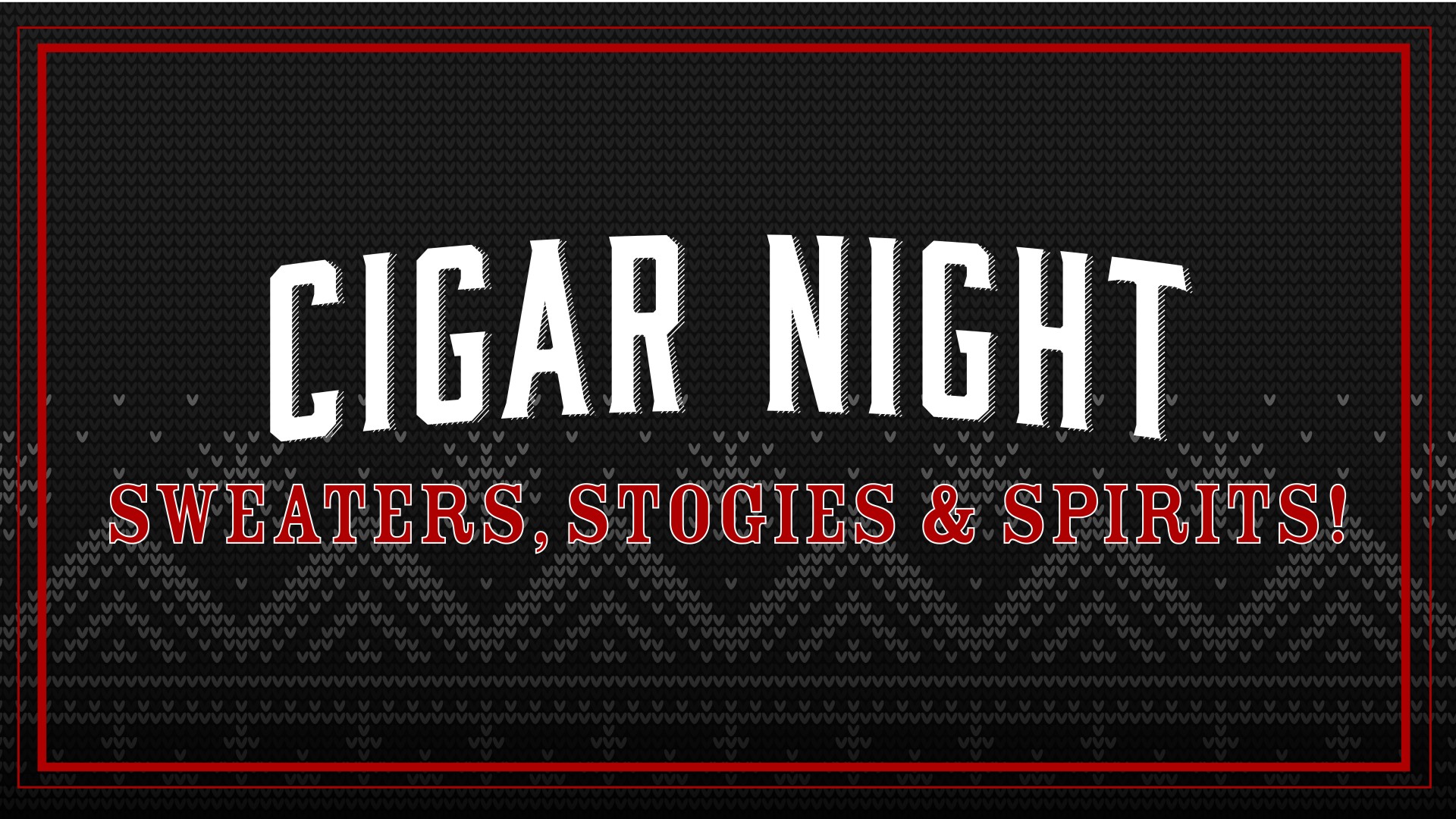 a black and white sign with red text