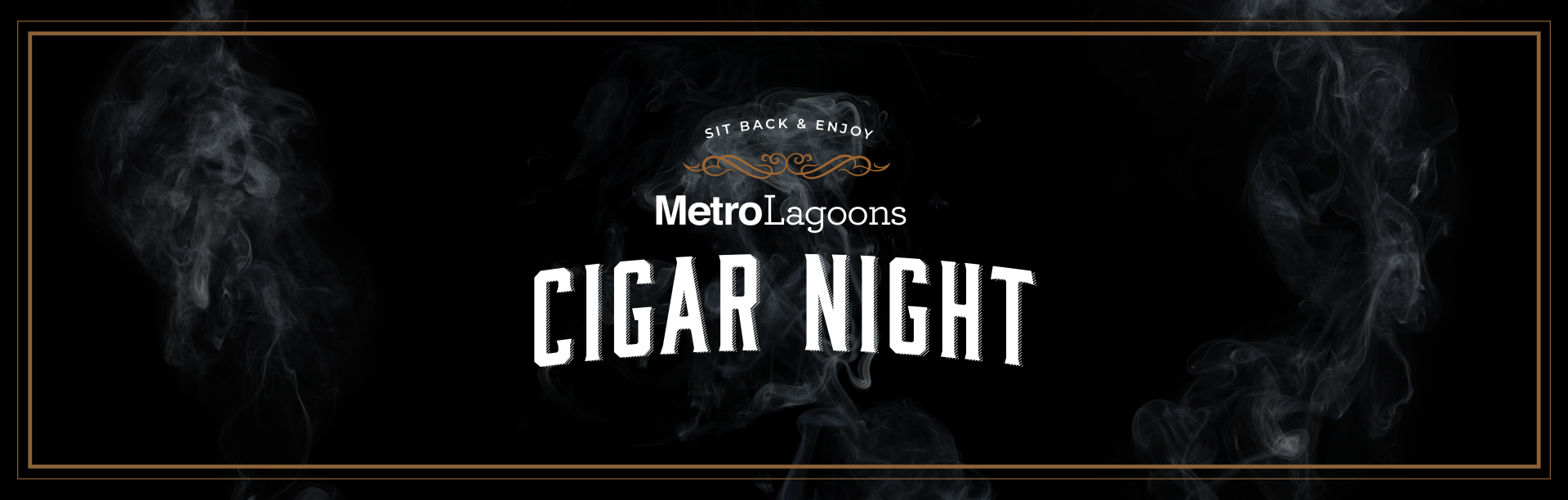 a black background with white text and smoke