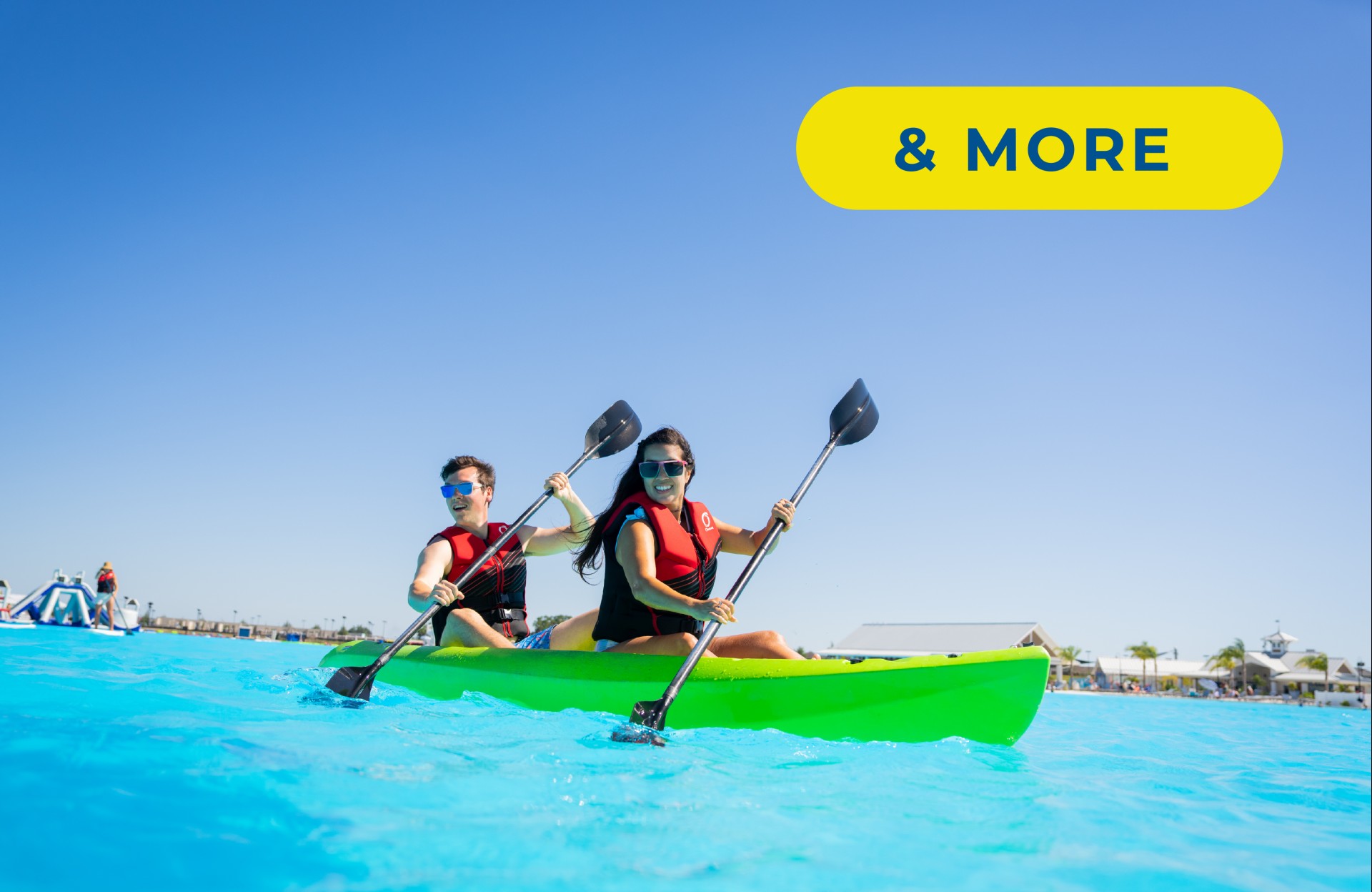 a man and woman in a kayak