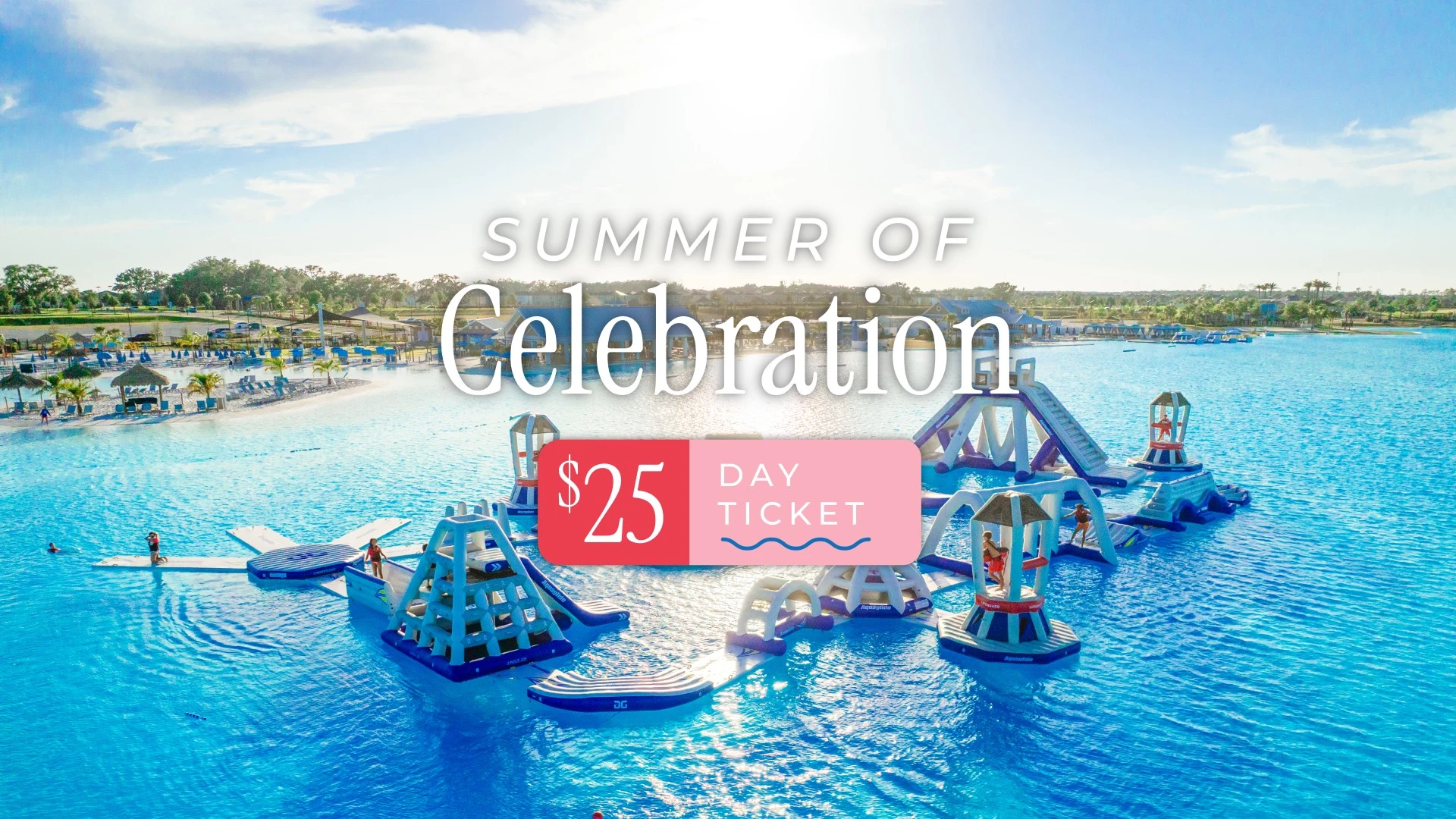 a water slide in a body of water