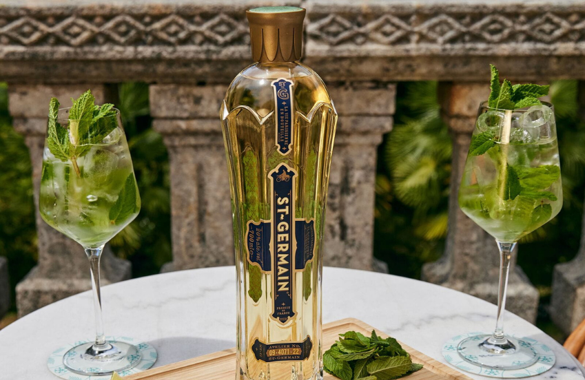 a bottle of alcohol on a table