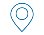 a blue and black location pin