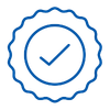 a blue check mark in a circle