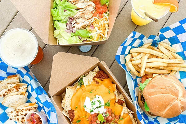food in boxes on a table
