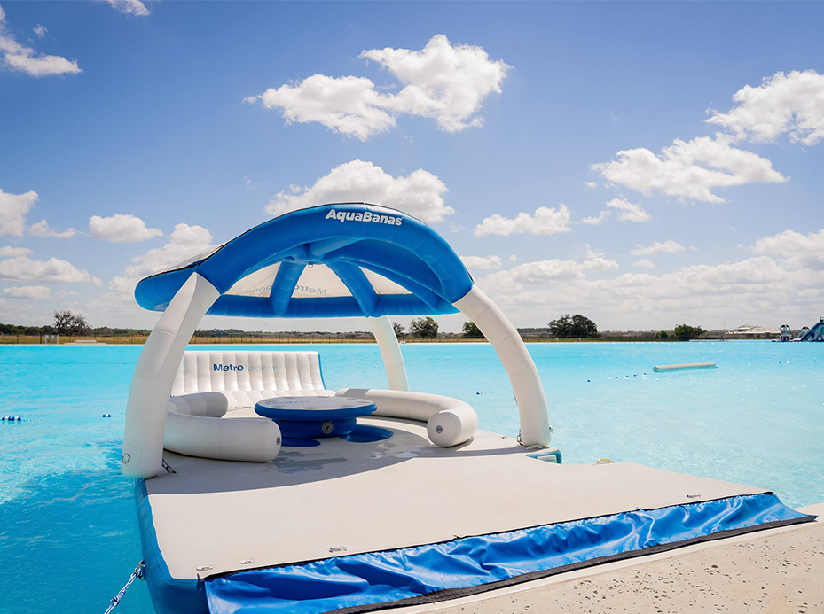 a floating raft in a body of water