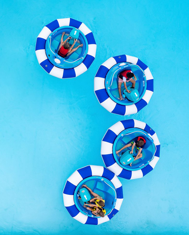 a group of people on a raft