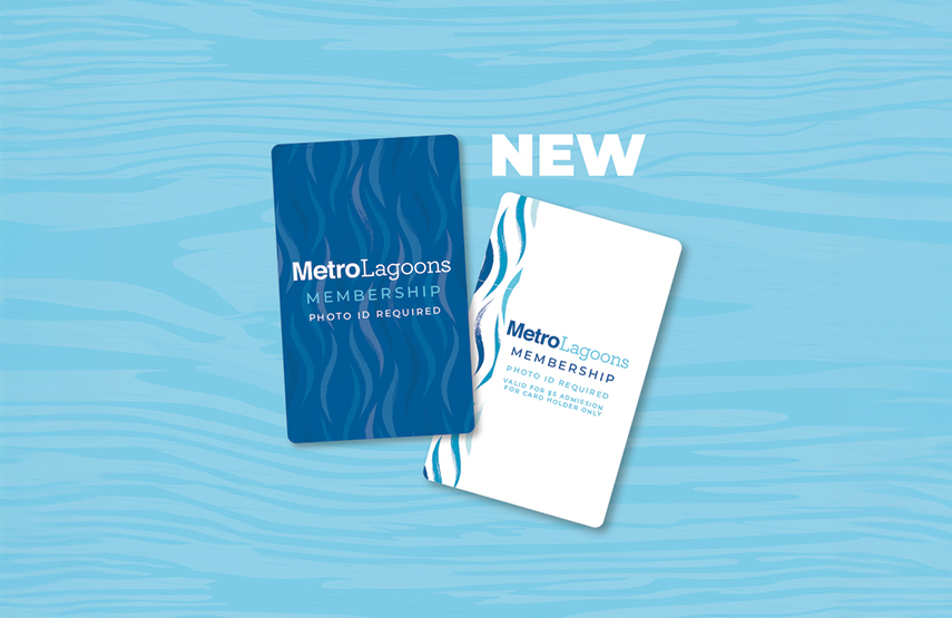 a blue and white card