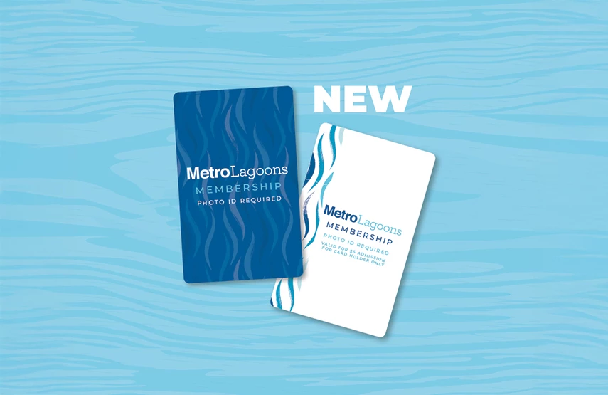 a blue and white card