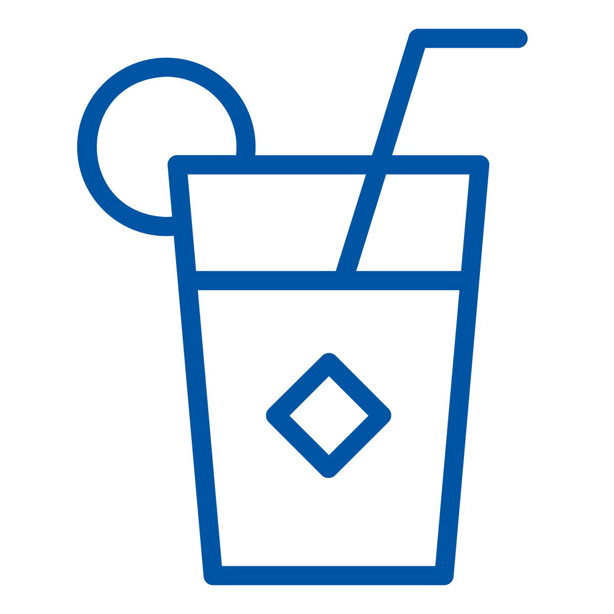 a blue line drawing of a drink