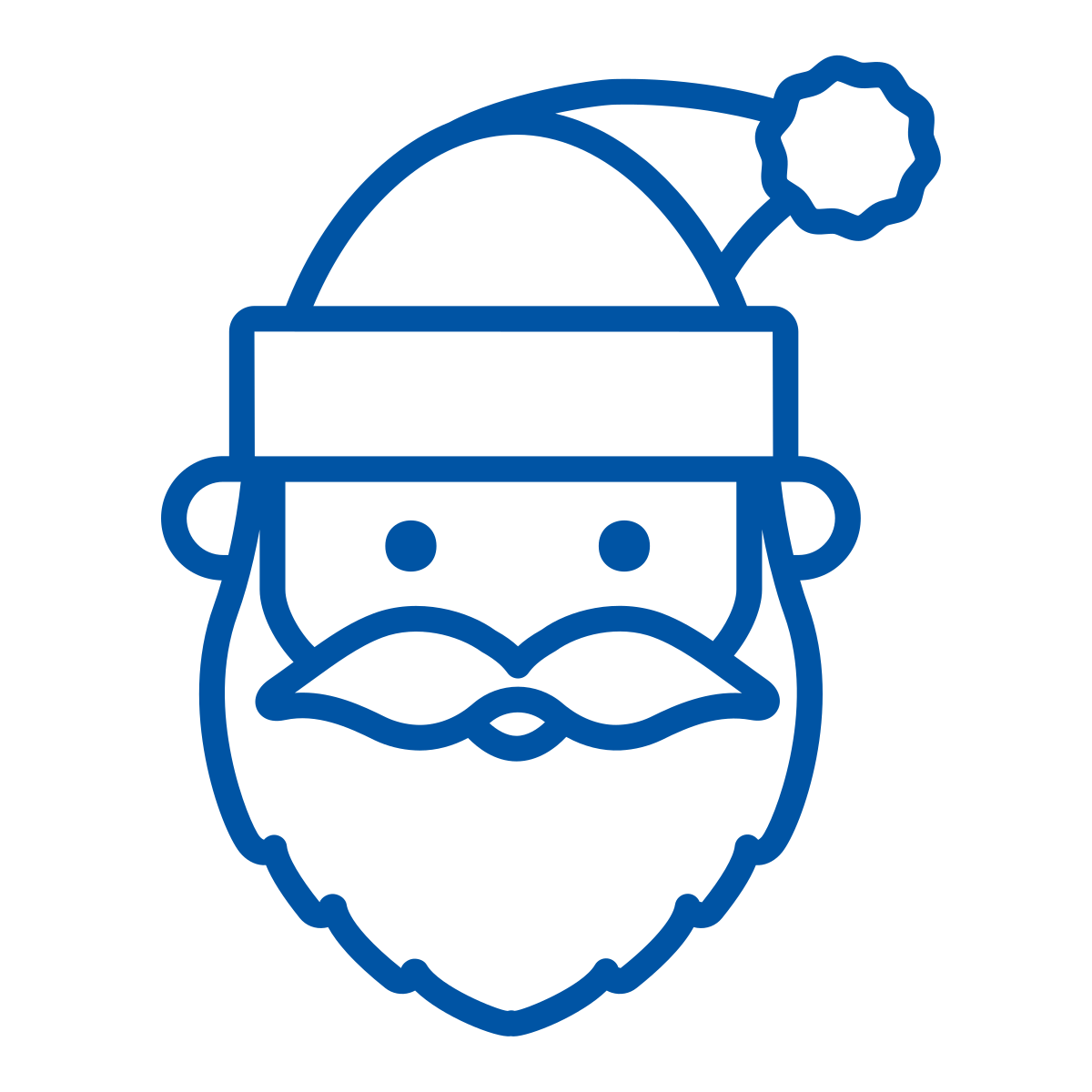 a blue line art of a santa claus