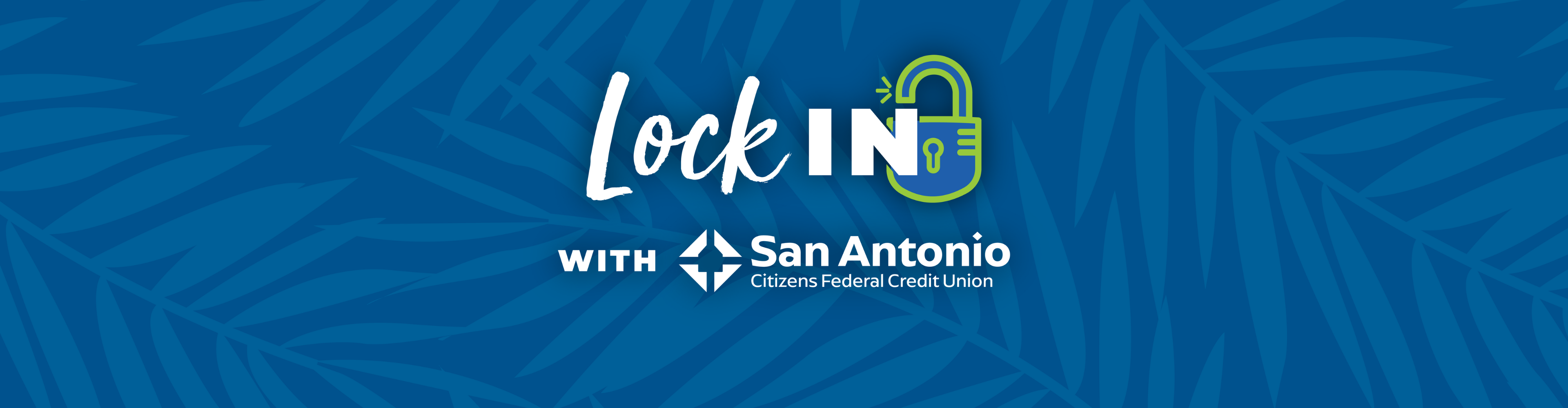 a blue background with white text and a lock