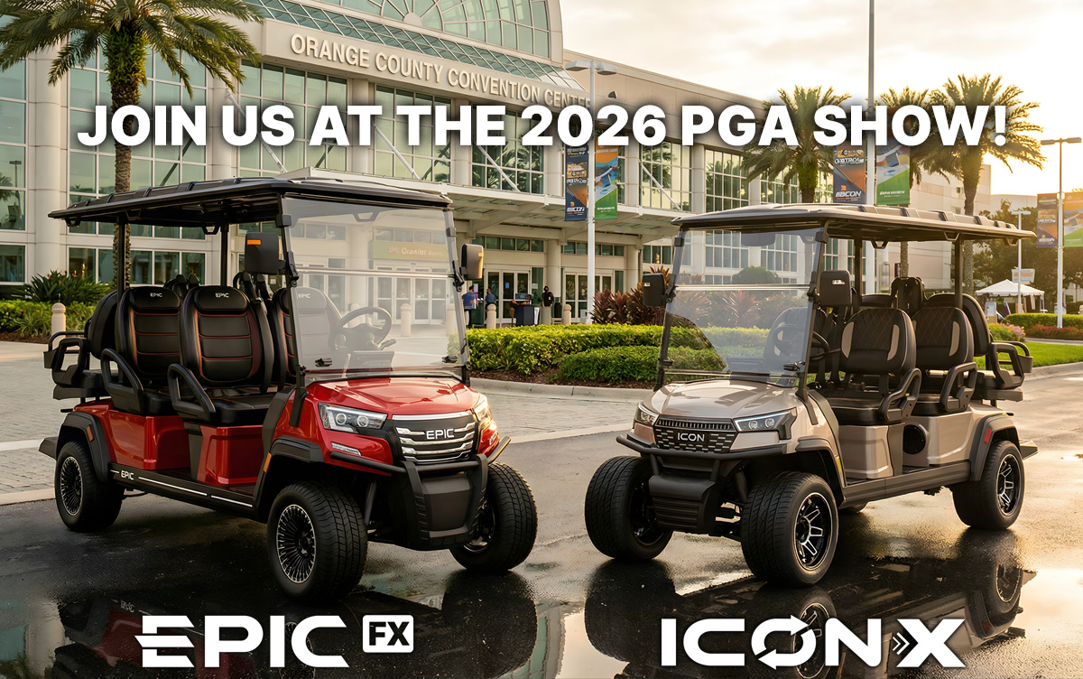 a group of golf carts parked in front of a building