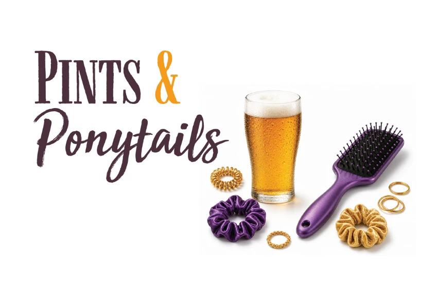a hairbrush and a glass of beer