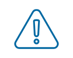 a blue exclamation mark in a triangle