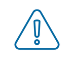 a blue exclamation mark in a triangle