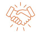 a handshake with orange lights
