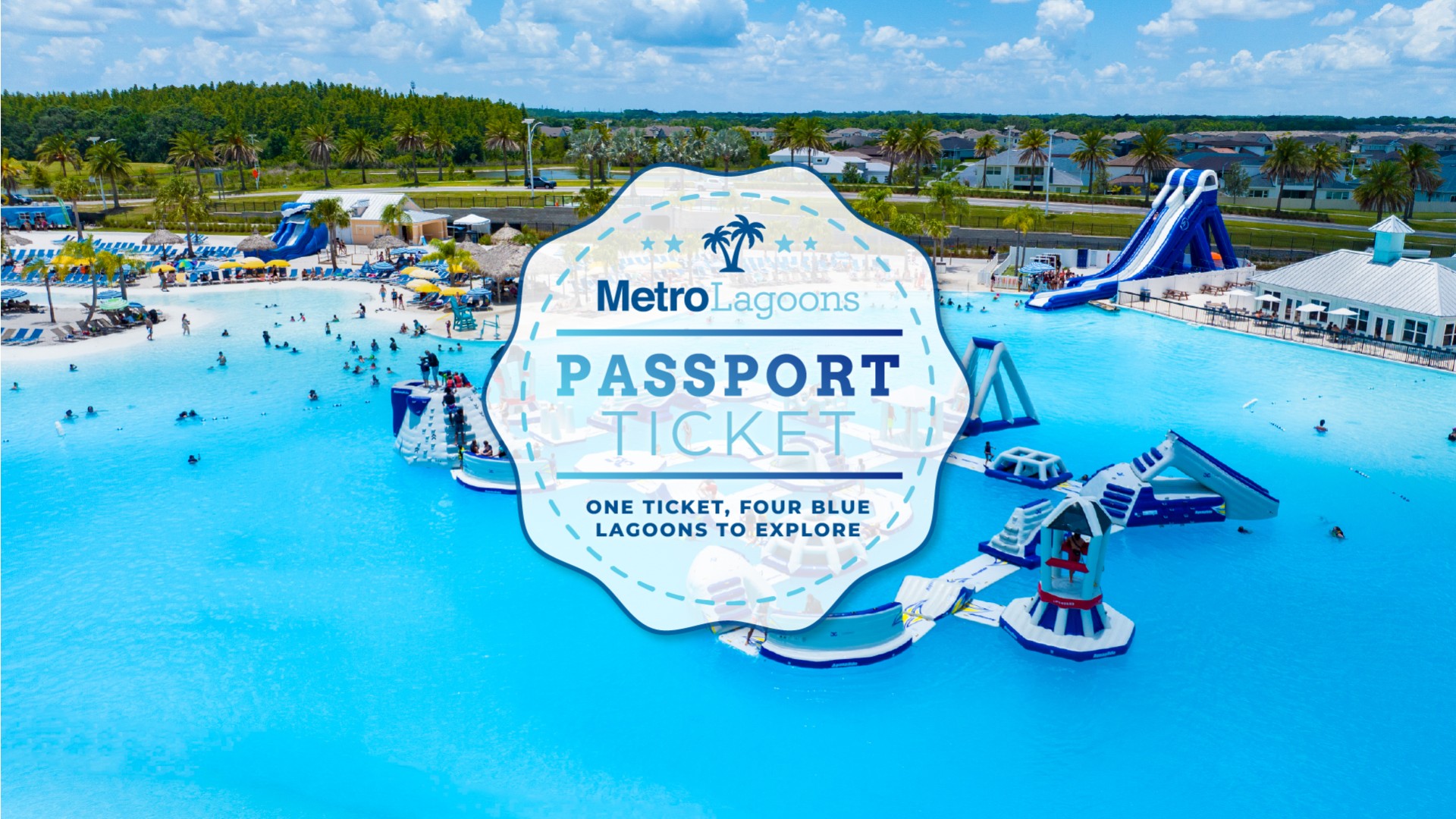 a water park with a water slide