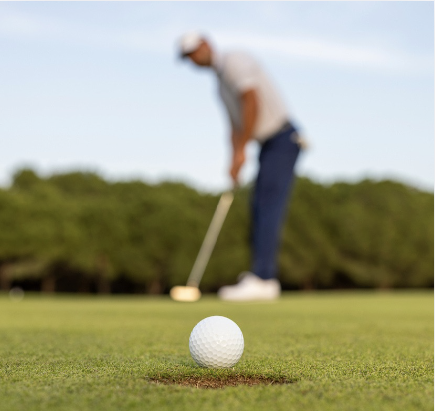 a golf ball on the ground