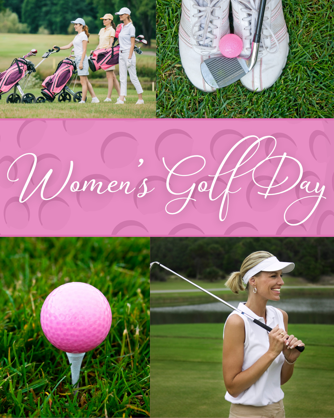 a collage of women's golf day