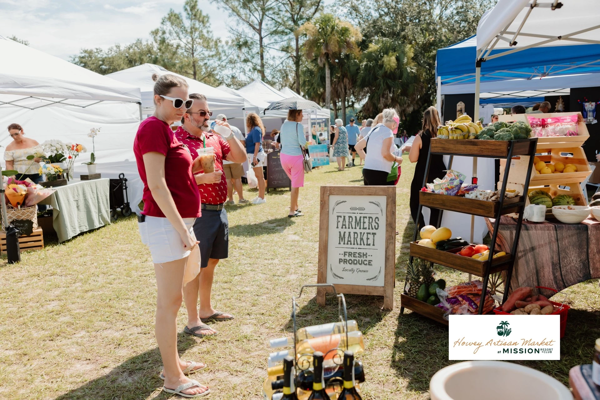 people at a farmers market