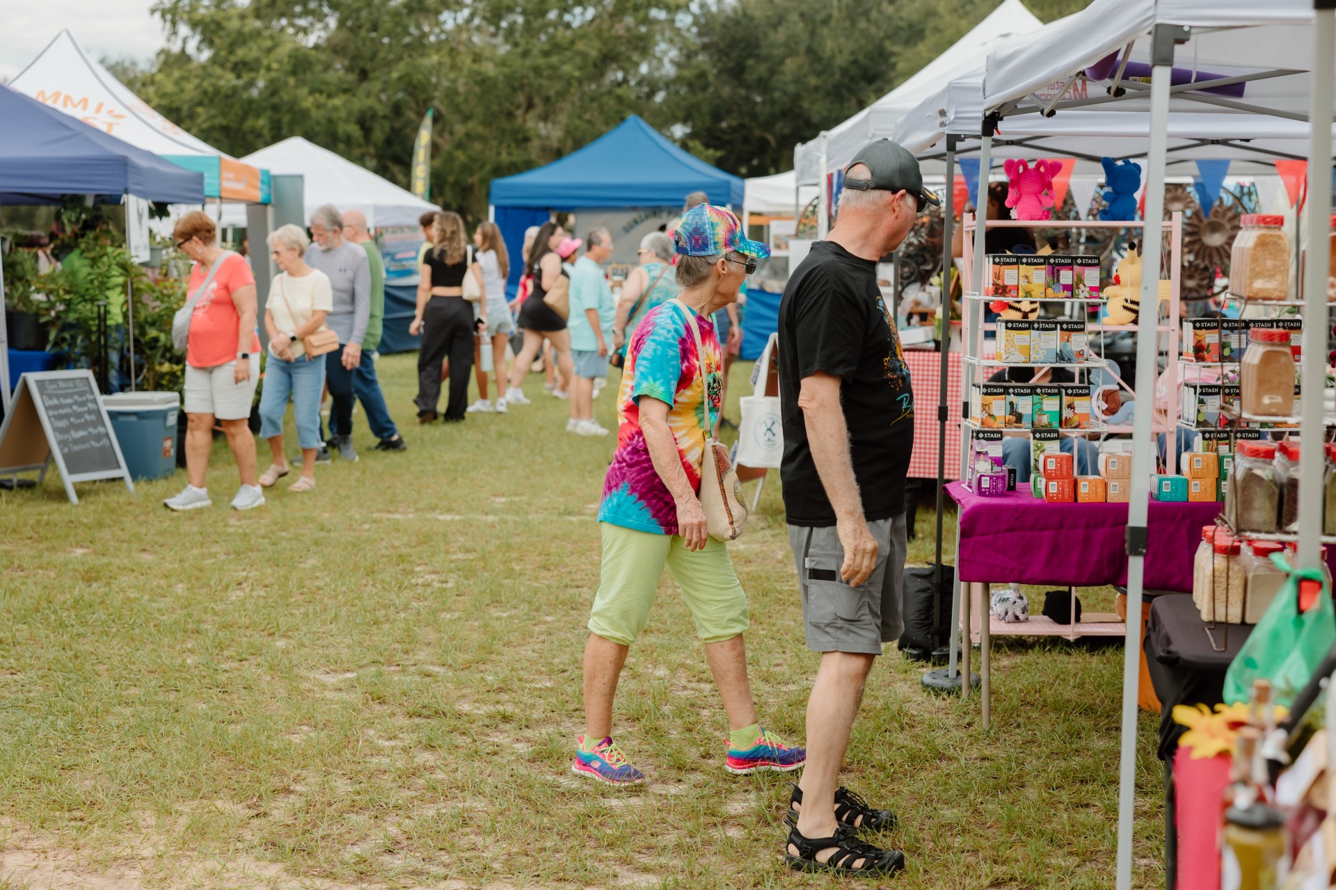 a group of people at a fair