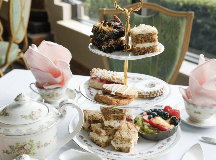 a tray of desserts on a table