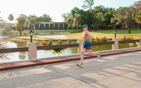a person running on a bridge