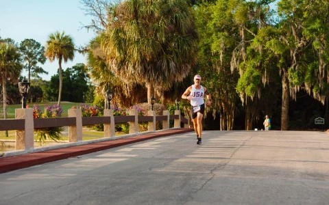 a man running on a road
