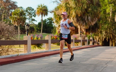 a man running on a road
