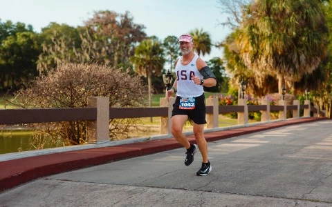 a man running on a road