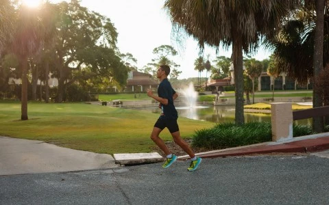 a man running on a road