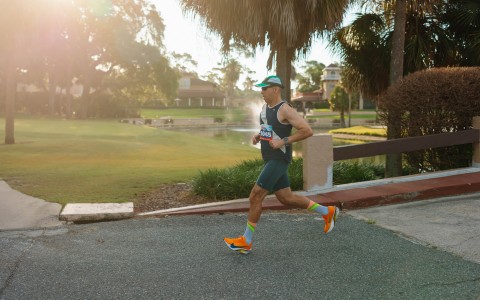 a man running on a road