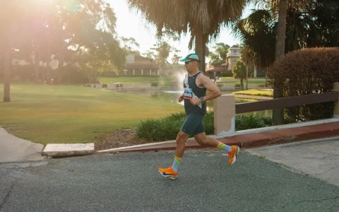 a man running on a road