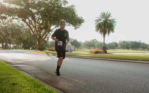 a man running on a road