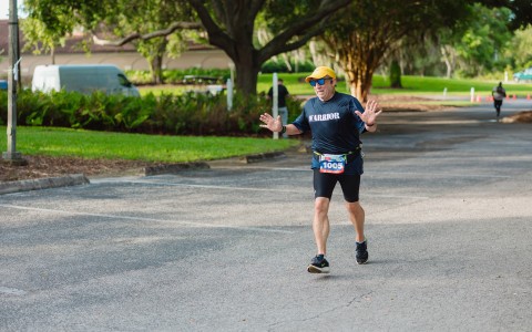 a man running in a race