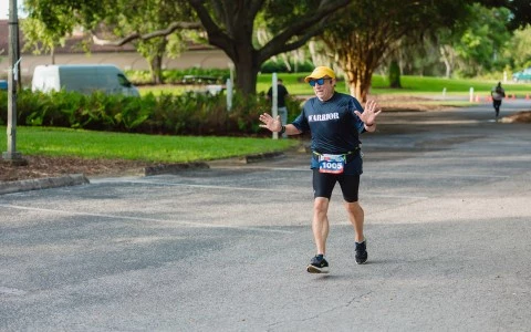 a man running in a race
