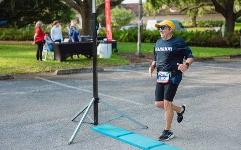 a man running in a race