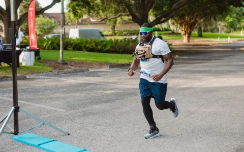 a man running on a road