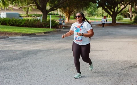 a woman running in a race