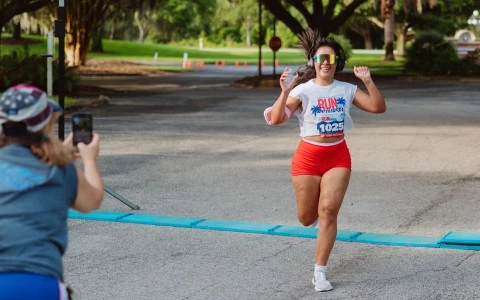 a woman running in a race