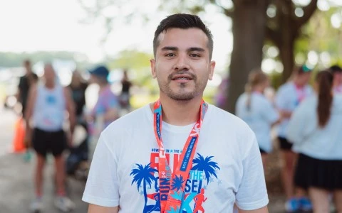 a man wearing a lanyard