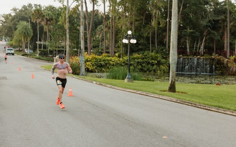 a man running on a road