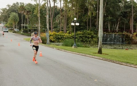a man running on a road